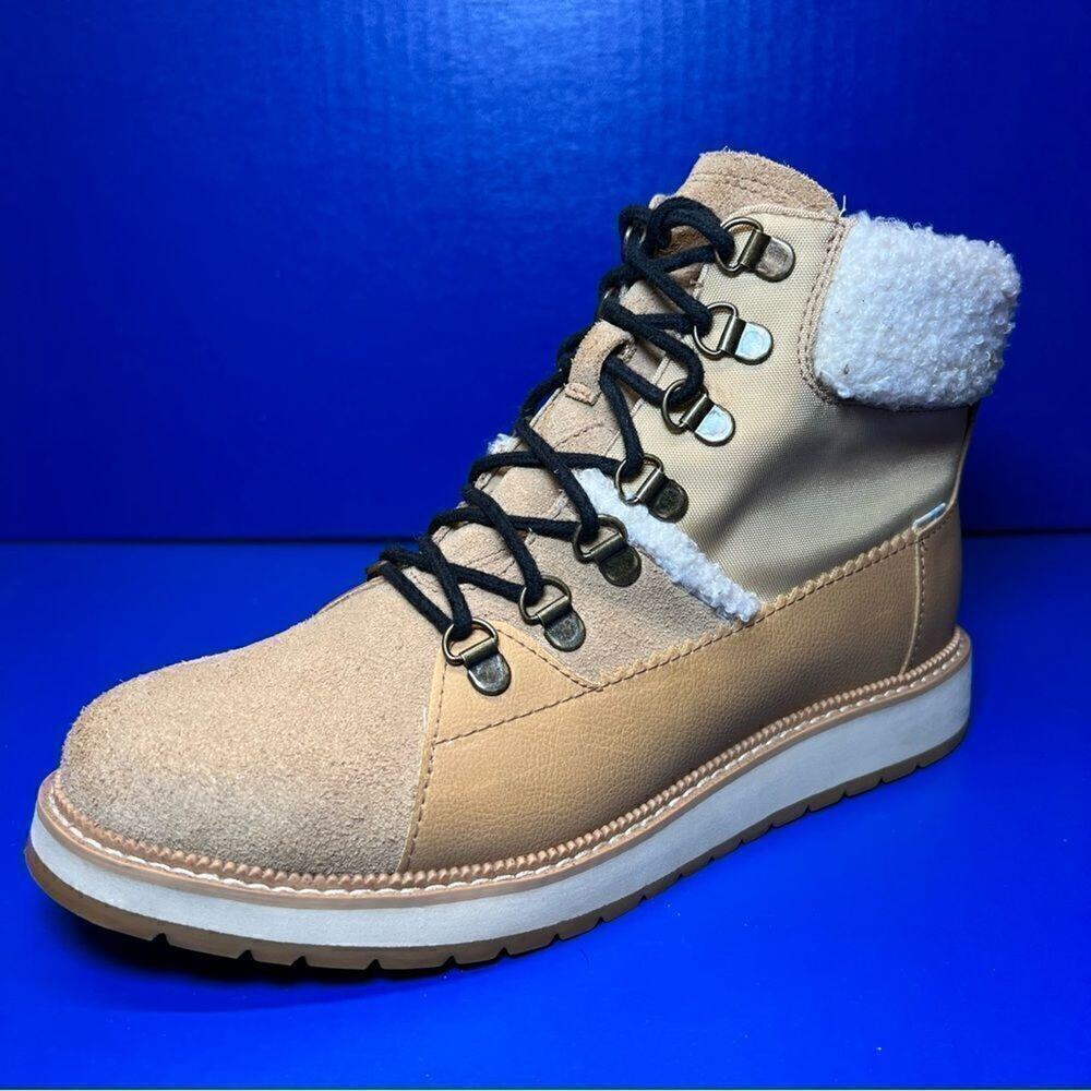 Toms Mesa Waterproof Lace Up Boots Desert Tan Suede Ankle Women 8 10014137
